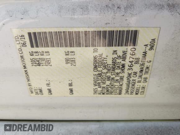 ✅ 2017 Nissan Maxima Platinum • VIN: 1N4AA6AP0HC364760 • Лот: 42624171. Опубликован ранее на IAAI с пробегом 125 992 миль. Бесплатный доступ к архиву аукционных продаж из США и подробный отчёт об истории автомобиля на DreamBid. Изображение 9.