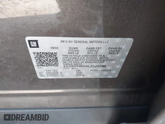 ✅ 2020 Cadillac XT6 AWD Sport • VIN: 1GYKPHRS6LZ120788 • Lot: 43752526. Listed on IAAI with 33,345 mi. Free auction sales archive from the USA and detailed vehicle history report at DreamBid. Image 9.