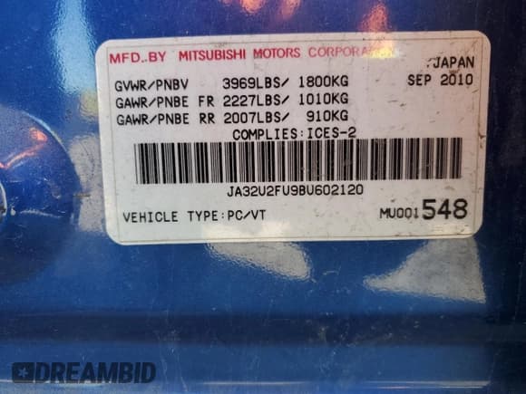 ✅ 2011 Mitsubishi Lancer ES • VIN: JA32U2FU9BU602120 • Lot: 86791135. Listed on Copart with 315,857 mi. Free auction sales archive from the USA and detailed vehicle history report at DreamBid. Image 12.