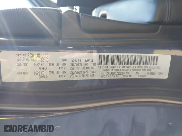 ✅ 2020 Jeep Grand Cherokee Limited • VIN: 1C4RJFBG1LC232580 • Лот: 43510142. Опубликован ранее на IAAI с пробегом 60 566 миль. Бесплатный доступ к архиву аукционных продаж из США и подробный отчёт об истории автомобиля на DreamBid. Изображение 9.