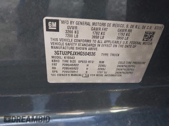 ✅ 2017 GMC Sierra 1500 Denali • VIN: 3GTU2PEJXHG504536 • Lot: 43157897. Listed on IAAI with 112,602 mi. Free auction sales archive from the USA and detailed vehicle history report at DreamBid. Image 9.