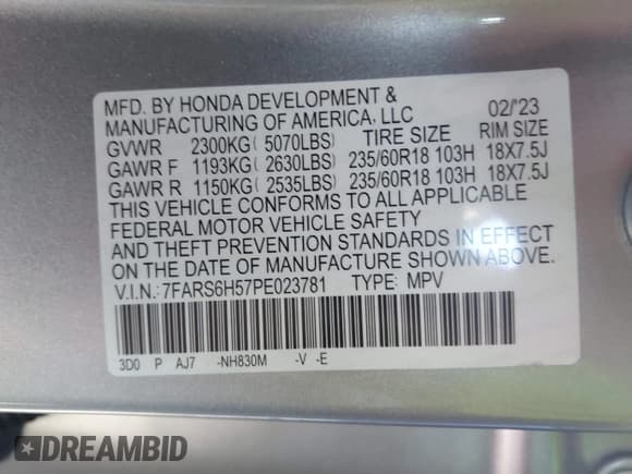 ✅ 2023 Honda CR-V Sport • VIN: 7FARS6H57PE023781 • Lot: 41829582. Wystawiony na IAAI z przebiegiem 9 651 mil. Bezpłatny archiwum sprzedaży aukcyjnych z USA i szczegółowy raport historii pojazdu na DreamBid. Zdjęcie 9.
