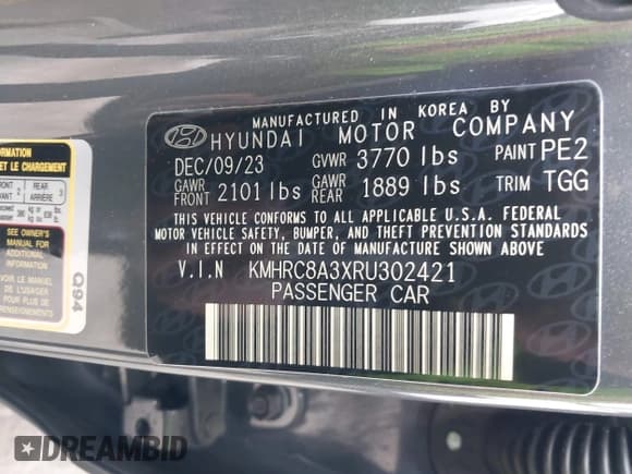 ✅ 2024 Hyundai Venue Limited • VIN: KMHRC8A3XRU302421 • Lot: 41871614. Listed on IAAI with 10,138 mi. Free auction sales archive from the USA and detailed vehicle history report at DreamBid. Image 9.