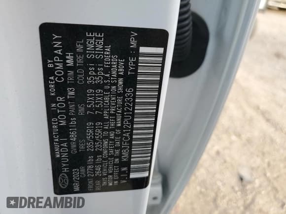 ✅ 2023 Hyundai Tucson SEL Convenience • VIN: KM8JFCA12PU122336 • Lot: 75092554. Wystawiony na Copart z przebiegiem 20 218 mil. Bezpłatny archiwum sprzedaży aukcyjnych z USA i szczegółowy raport historii pojazdu na DreamBid. Zdjęcie 12.