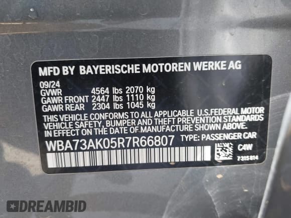 ✅ 2024 BMW 2 Series 228i xDrive • VIN: WBA73AK05R7R66807 • Lot: 43167274. Wystawiony na IAAI z przebiegiem 21 416 mil. Bezpłatny archiwum sprzedaży aukcyjnych z USA i szczegółowy raport historii pojazdu na DreamBid. Zdjęcie 9.
