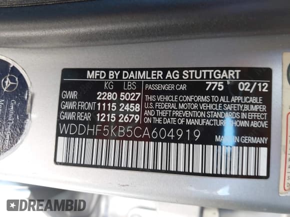 ✅ 2012 Mercedes-Benz E 350 Luxury • VIN: WDDHF5KB5CA604919 • Lot: 43045662. Wystawiony na IAAI z przebiegiem 139 506 mil. Bezpłatny archiwum sprzedaży aukcyjnych z USA i szczegółowy raport historii pojazdu na DreamBid. Zdjęcie 9.