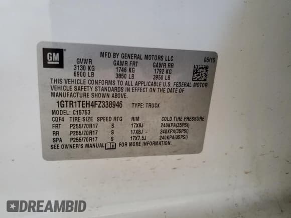 ✅ 2015 GMC Sierra 1500 • VIN: 1GTR1TEH4FZ338946 • Лот: 82259525. Опубликован ранее на Copart с пробегом 187 898 миль. Бесплатный доступ к архиву аукционных продаж из США и подробный отчёт об истории автомобиля на DreamBid. Изображение 12.