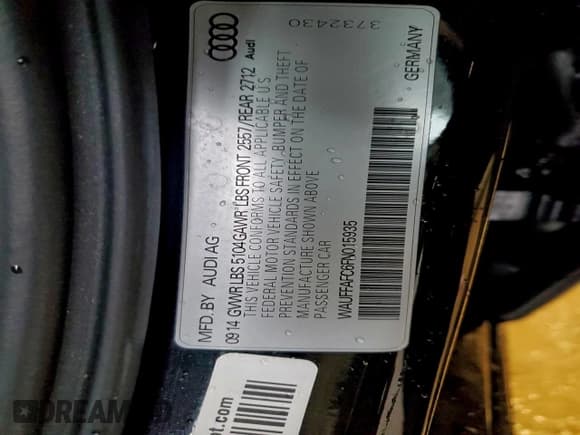 ✅ 2015 Audi A6 Premium • VIN: WAUFFAFC6FN015935 • Lot: 93197875. Listed on Copart with 47,372 mi. Free auction sales archive from the USA and detailed vehicle history report at DreamBid. Image 13.