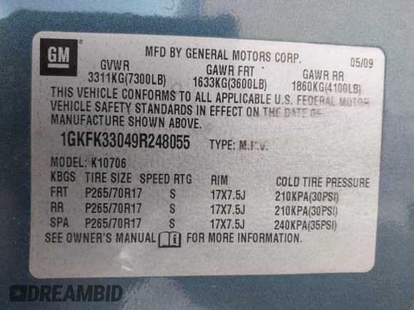 ✅ 2009 GMC Yukon SLT 4SB • VIN: 1GKFK33049R248055 • Lot: 40756058. Listed on IAAI with 163,477 mi. Free auction sales archive from the USA and detailed vehicle history report at DreamBid. Image 9.
