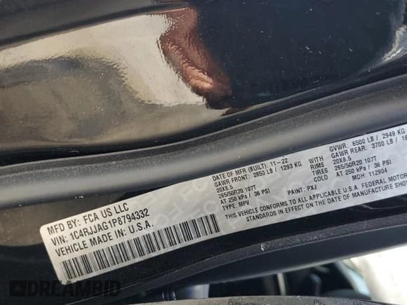 ✅ 2023 Jeep Grand Cherokee Altitude • VIN: 1C4RJJAG1P8794332 • Лот: 68741305. Опубликован ранее на Copart с пробегом 26 429 миль. Бесплатный доступ к архиву аукционных продаж из США и подробный отчёт об истории автомобиля на DreamBid. Изображение 12.