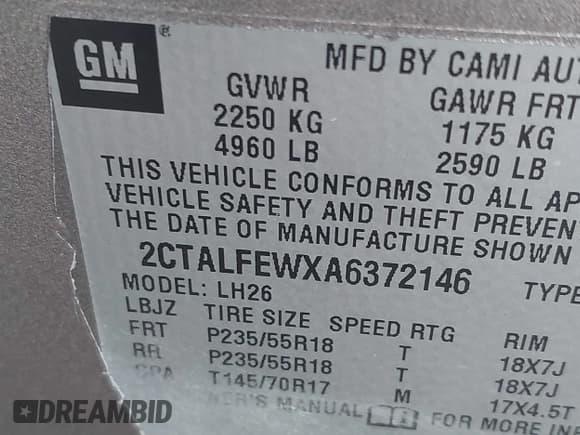 ✅ 2010 GMC Terrain SLT-1 • VIN: 2CTALFEWXA6372146 • Лот: 42872659. Опубликован ранее на IAAI с пробегом 166 778 миль. Бесплатный доступ к архиву аукционных продаж из США и подробный отчёт об истории автомобиля на DreamBid. Изображение 9.