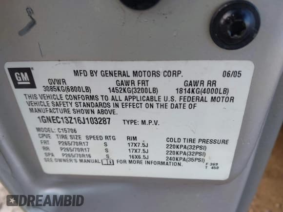 ✅ 2006 Chevrolet Tahoe LS • VIN: 1GNEC13Z16J103287 • Лот: 41570687. Опубликован ранее на IAAI с пробегом 275 178 миль. Бесплатный доступ к архиву аукционных продаж из США и подробный отчёт об истории автомобиля на DreamBid. Изображение 9.