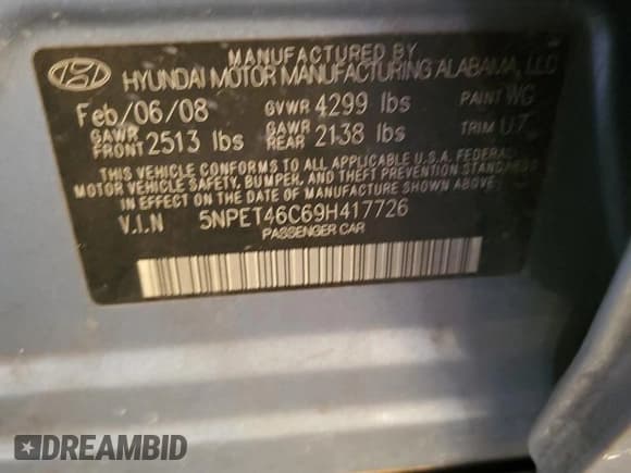 ✅ 2009 Hyundai Sonata GLS • VIN: 5NPET46C69H417726 • Лот: 78836654. Опубликован ранее на Copart с пробегом 160 882 миль. Бесплатный доступ к архиву аукционных продаж из США и подробный отчёт об истории автомобиля на DreamBid. Изображение 14.