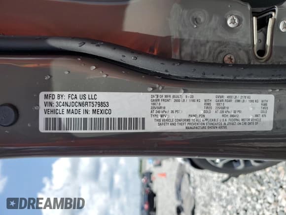 ✅ 2024 Jeep Compass Limited • VIN: 3C4NJDCN6RT579853 • Lot: 57946295. Listed on Copart with 3,978 mi. Free auction sales archive from the USA and detailed vehicle history report at DreamBid. Image 14.