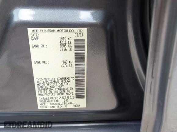 ✅ 2014 Nissan Altima SL • VIN: 1N4AL3AP2EC262915 • Лот: 42677047. Опубликован ранее на IAAI с пробегом 178 598 миль. Бесплатный доступ к архиву аукционных продаж из США и подробный отчёт об истории автомобиля на DreamBid. Изображение 9.