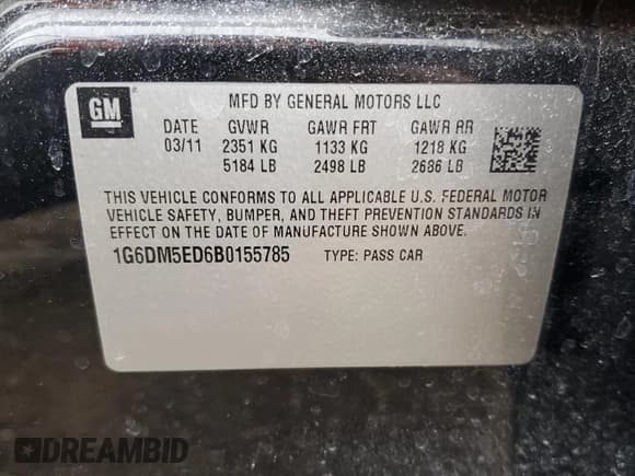 ✅ 2011 Cadillac CTS Performance • VIN: 1G6DM5ED6B0155785 • Lot: 87691045. Listed on Copart with Not provided. Free auction sales archive from the USA and detailed vehicle history report at DreamBid. Image 15.