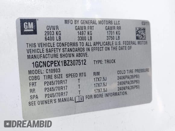 ✅ 2011 Chevrolet Silverado 1500 Work Truck • VIN: 1GCNCPEX1BZ307512 • Lot: 43480692. Listed on IAAI with 177,194 mi. Free auction sales archive from the USA and detailed vehicle history report at DreamBid. Image 9.