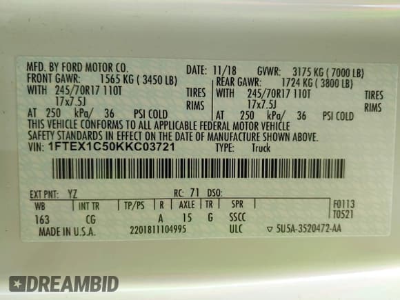 ✅ 2019 Ford F-150 XL • VIN: 1FTEX1C50KKC03721 • Lot: 42449106. Wystawiony na IAAI z przebiegiem 117 282 mil. Bezpłatny archiwum sprzedaży aukcyjnych z USA i szczegółowy raport historii pojazdu na DreamBid. Zdjęcie 9.