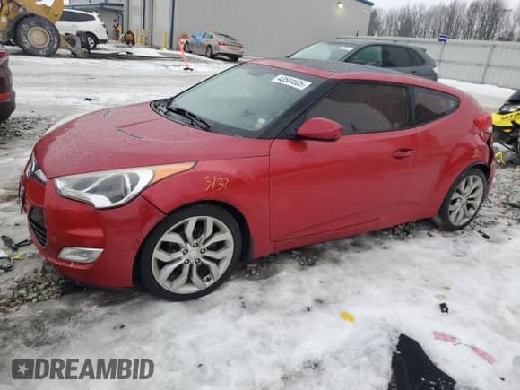 2012 Hyundai Veloster w/Red Int z VIN KMHTC6AD4CU077956, wystawiony jako Copart lot #43504505 z przebiegiem 103 183 mil mil oraz Szkoda całkowita • Salvage title. Historia ofert i sprzedaży dostępna na DreamBid. Obrazek 1.