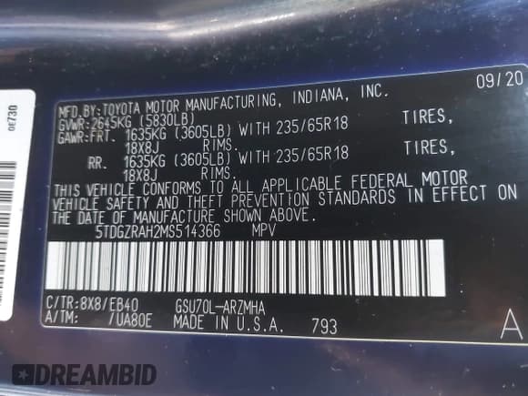 ✅ 2021 Toyota Highlander XLE • VIN: 5TDGZRAH2MS514366 • Lot: 43440513. Listed on IAAI with 74,096 mi. Free auction sales archive from the USA and detailed vehicle history report at DreamBid. Image 9.