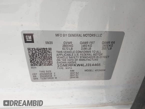 ✅ 2020 Chevrolet Traverse LS • VIN: 1GNERFKW4LJ314465 • Лот: 42030246. Опубликован ранее на IAAI с пробегом 51 800 миль. Бесплатный доступ к архиву аукционных продаж из США и подробный отчёт об истории автомобиля на DreamBid. Изображение 9.