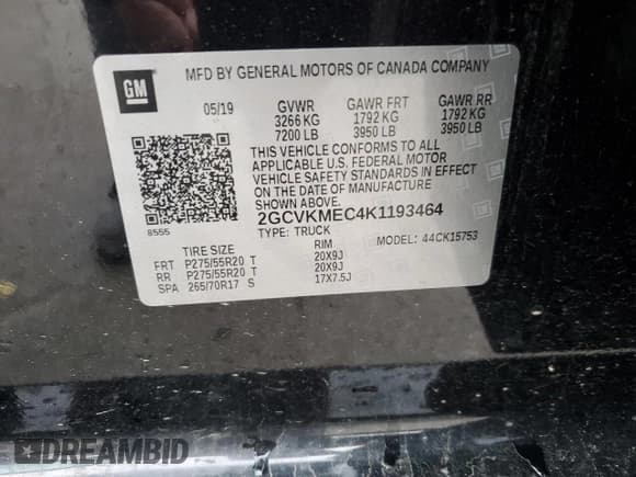 ✅ 2019 Chevrolet Silverado 1500 Custom • VIN: 2GCVKMEC4K1193464 • Lot: 58513415. Wystawiony na Copart z przebiegiem 111 243 mil. Bezpłatny archiwum sprzedaży aukcyjnych z USA i szczegółowy raport historii pojazdu na DreamBid. Zdjęcie 12.