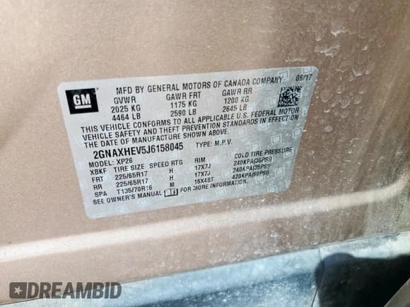 ✅ 2018 Chevrolet Equinox LS • VIN: 2GNAXHEV5J6158045 • Лот: 85145895. Опубликован ранее на Copart с пробегом 186 673 миль. Бесплатный доступ к архиву аукционных продаж из США и подробный отчёт об истории автомобиля на DreamBid. Изображение 14.