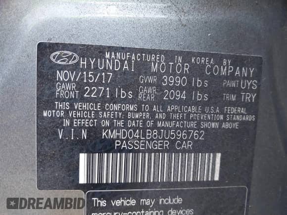 2018 Hyundai Elantra Sport с VIN KMHD04LB8JU596762, выставлен на аукционе IAAI как лот 40940152 с пробегом 141 799 миль миль и . История ставок и продаж доступна на DreamBid. Изображение 9.