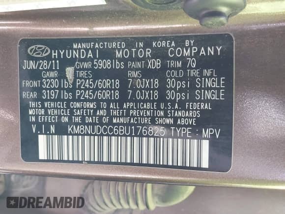 2011 Hyundai Veracruz GLS с VIN KM8NUDCC6BU176825, выставлен на аукционе IAAI как лот 41616493 с пробегом 174 006 миль миль и . История ставок и продаж доступна на DreamBid. Изображение 9.