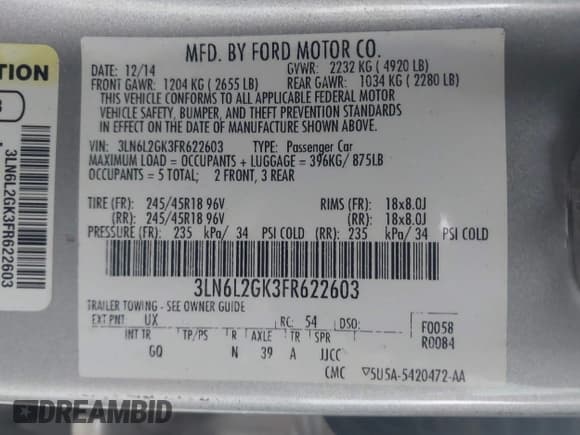 ✅ 2015 Lincoln MKZ • VIN: 3LN6L2GK3FR622603 • Lot: 43754360. Wystawiony na IAAI z przebiegiem 171 131 mil. Bezpłatny archiwum sprzedaży aukcyjnych z USA i szczegółowy raport historii pojazdu na DreamBid. Zdjęcie 9.