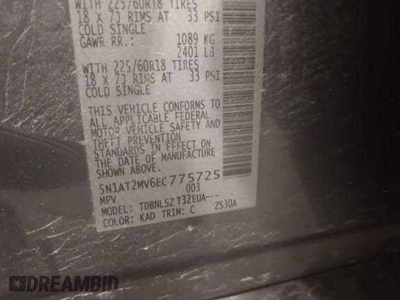 ✅ 2014 Nissan Rogue SV • VIN: 5N1AT2MV6EC775725 • Lot: 42646209. Listed on IAAI with 236,468 mi. Free auction sales archive from the USA and detailed vehicle history report at DreamBid. Image 9.