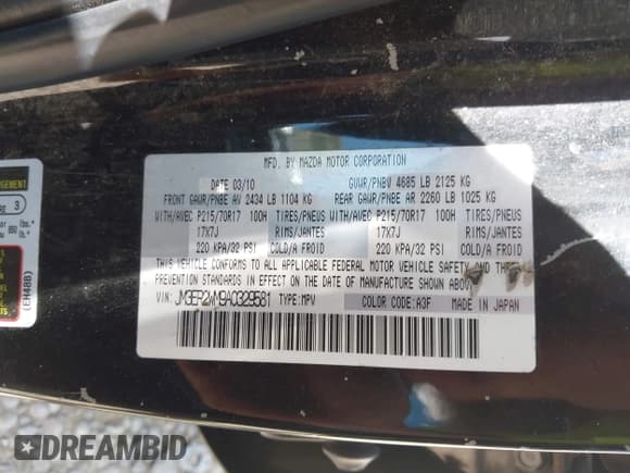 ✅ 2010 Mazda CX-7 SV • VIN: JM3ER2WM9A0329581 • Лот: 42644961. Опубликован ранее на IAAI с пробегом 155 725 миль. Бесплатный доступ к архиву аукционных продаж из США и подробный отчёт об истории автомобиля на DreamBid. Изображение 9.