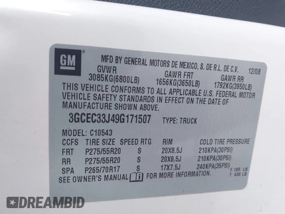 ✅ 2009 Chevrolet Silverado 1500 • VIN: 3GCEC33J49G171507 • Lot: 41811216. Wystawiony na IAAI z przebiegiem 277 573 mil. Bezpłatny archiwum sprzedaży aukcyjnych z USA i szczegółowy raport historii pojazdu na DreamBid. Zdjęcie 9.