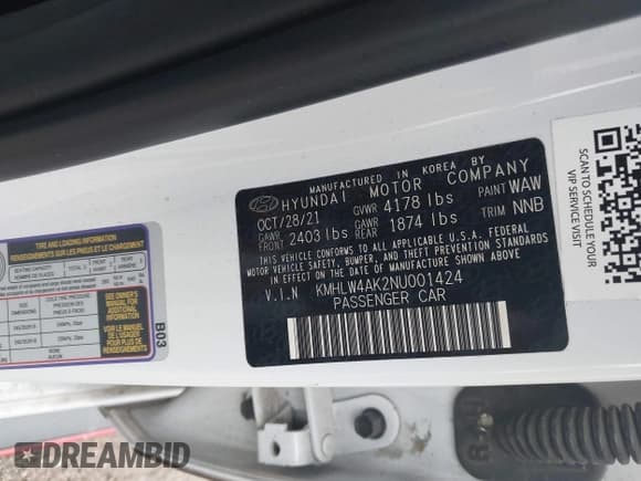 ✅ 2022 Hyundai Elantra • VIN: KMHLW4AK2NU001424 • Лот: 41797420. Опубликован ранее на IAAI с пробегом 69 897 миль. Бесплатный доступ к архиву аукционных продаж из США и подробный отчёт об истории автомобиля на DreamBid. Изображение 9.