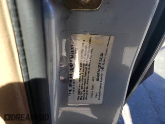 2003 Dodge Caravan SE с VIN 1D4GP24333B198398, выставлен на аукционе Copart как лот 77269414 с пробегом 90 154 миль миль и Списание • Salvage title. История ставок и продаж доступна на DreamBid. Изображение 12.