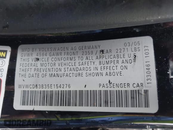✅ 2005 Volkswagen Passat GLS • VIN: WVWCD63B35E154276 • Lot: 42344799. Listed on IAAI with 157,189 mi. Free auction sales archive from the USA and detailed vehicle history report at DreamBid. Image 9.