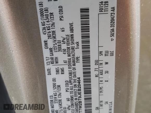 ✅ 2018 Ford F-250 King Ranch • VIN: 1FT7W2BT9JEB20464 • Lot: 85331825. Wystawiony na Copart z przebiegiem 77 687 mil. Bezpłatny archiwum sprzedaży aukcyjnych z USA i szczegółowy raport historii pojazdu na DreamBid. Zdjęcie 12.