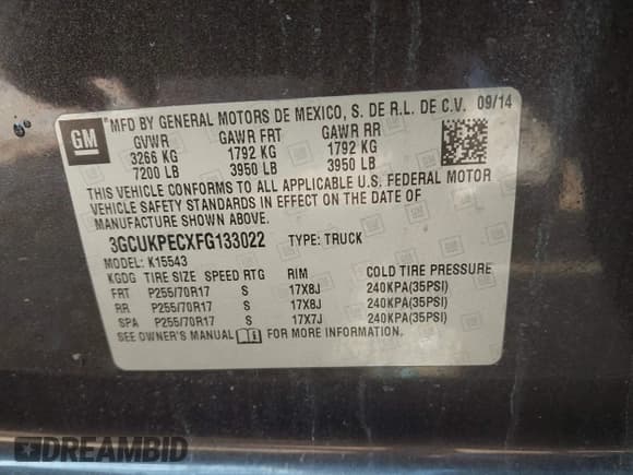 ✅ 2015 Chevrolet Silverado 1500 Work Truck • VIN: 3GCUKPECXFG133022 • Лот: 42518433. Опубликован ранее на IAAI с пробегом 160 509 миль. Бесплатный доступ к архиву аукционных продаж из США и подробный отчёт об истории автомобиля на DreamBid. Изображение 9.