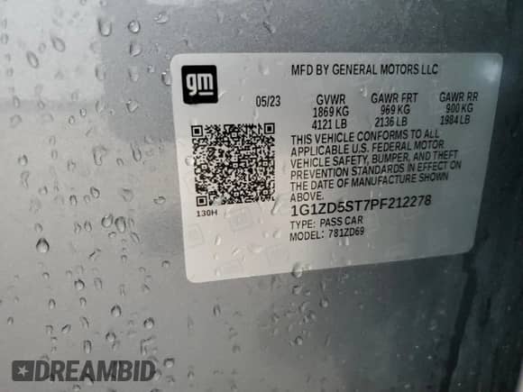 2023 Chevrolet Malibu LT with VIN 1G1ZD5ST7PF212278, listed as a Copart auction lot 91213035 with 42,436 mi miles and Clean title. Bid and sale history available at DreamBid. Image 13.