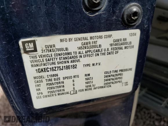 ✅ 2005 GMC Yukon XL SLT • VIN: 1GKEC16Z75J186182 • Lot: 49552555. Wystawiony na Copart z przebiegiem 176 659 mil. Bezpłatny archiwum sprzedaży aukcyjnych z USA i szczegółowy raport historii pojazdu na DreamBid. Zdjęcie 13.