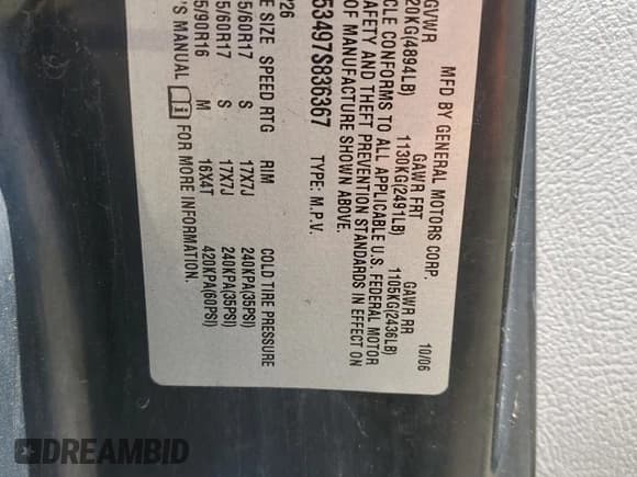 ✅ 2007 Saturn VUE V6 • VIN: 5GZCZ53497S836367 • Lot: 66233805. Wystawiony na Copart z przebiegiem 125 937 mil. Bezpłatny archiwum sprzedaży aukcyjnych z USA i szczegółowy raport historii pojazdu na DreamBid. Zdjęcie 14.
