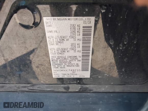 ✅ 2018 Nissan Rogue SL • VIN: 5N1AT2MTXJC749735 • Lot: 43228553. Wystawiony na IAAI z przebiegiem 156 400 mil. Bezpłatny archiwum sprzedaży aukcyjnych z USA i szczegółowy raport historii pojazdu na DreamBid. Zdjęcie 9.