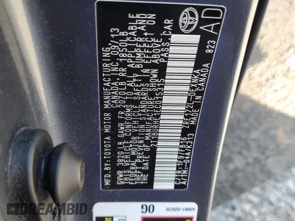 ✅ 2014 Toyota Corolla LE • VIN: 2T1BURHE1EC015315 • Lot: 82707235. Listed on Copart with 131,658 mi. Free auction sales archive from the USA and detailed vehicle history report at DreamBid. Image 12.