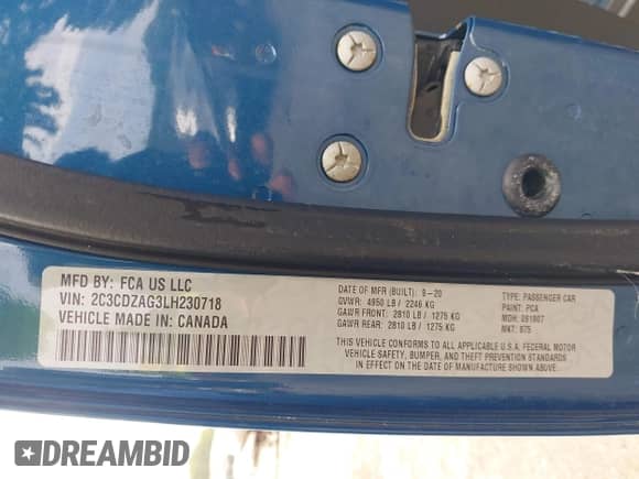 ✅ 2020 Dodge Challenger SXT • VIN: 2C3CDZAG3LH230718 • Lot: 43311780. Wystawiony na IAAI z przebiegiem 60 658 mil mil. Skorzystaj z bezpłatnego archiwum sprzedaży aukcyjnych z USA i zobacz szczegółowy raport historii pojazdu na DreamBid. Zdjęcie 9.