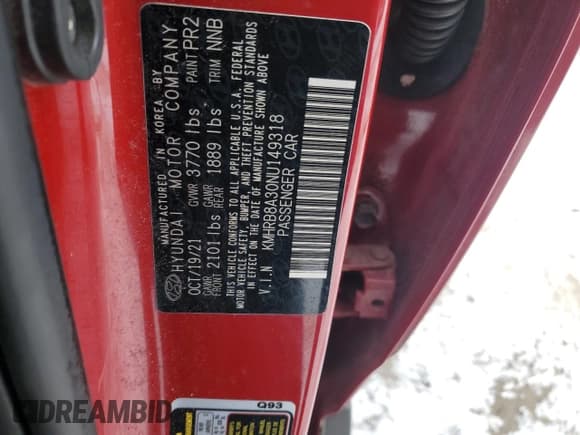 ✅ 2022 Hyundai Venue SE • VIN: KMHRB8A30NU149318 • Lot: 86639124. Wystawiony na Copart z przebiegiem 58 620 mil. Bezpłatny archiwum sprzedaży aukcyjnych z USA i szczegółowy raport historii pojazdu na DreamBid. Zdjęcie 12.