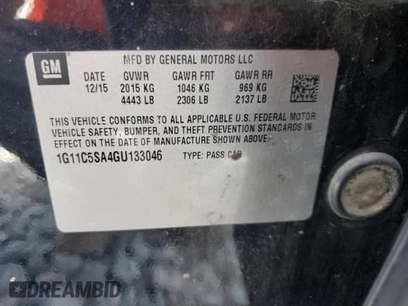 2016 Chevrolet Malibu LT с VIN 1G11C5SA4GU133046, выставлен на аукционе Copart как лот 82323725 с пробегом 197 496 миль миль и Чистый • Clean title. История ставок и продаж доступна на DreamBid. Изображение 12.