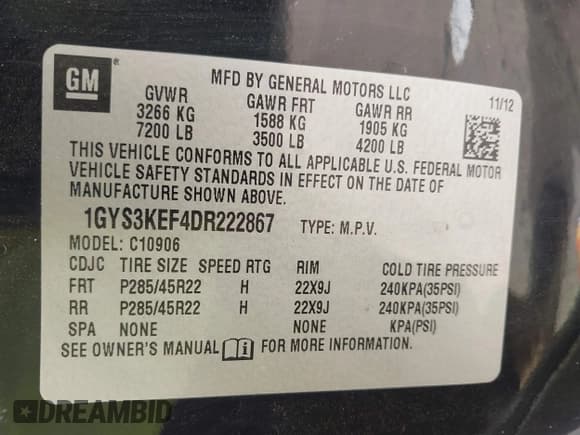 ✅ 2013 Cadillac Escalade ESV Platinum Edition • VIN: 1GYS3KEF4DR222867 • Лот: 41784252. Опубликован ранее на IAAI с пробегом 61 673 миль. Бесплатный доступ к архиву аукционных продаж из США и подробный отчёт об истории автомобиля на DreamBid. Изображение 9.