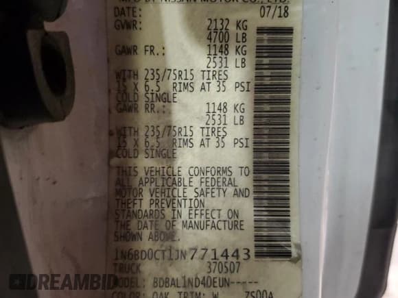 ✅ 2018 Nissan Frontier SV • VIN: 1N6BD0CT1JN771443 • Lot: 93350315. Listed on Copart with 160,121 mi. Free auction sales archive from the USA and detailed vehicle history report at DreamBid. Image 12.