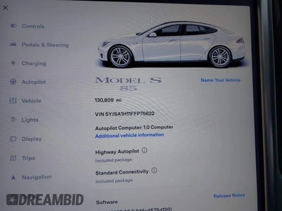 ✅ 2015 Tesla Model S 85 • VIN: 5YJSA1H11FFP75622 • Лот: 43787848. Опубликован ранее на IAAI с пробегом 130 809 миль. Бесплатный доступ к архиву аукционных продаж из США и подробный отчёт об истории автомобиля на DreamBid. Изображение 7.