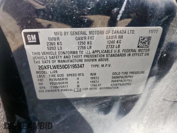 ✅ 2012 GMC Terrain SLT-2 • VIN: 2GKFLWE50C6195347 • Lot: 67744335. Wystawiony na Copart z przebiegiem 186 833 mil. Bezpłatny archiwum sprzedaży aukcyjnych z USA i szczegółowy raport historii pojazdu na DreamBid. Zdjęcie 13.